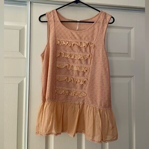 Sleeveless Ruffle Top - Peach Size M